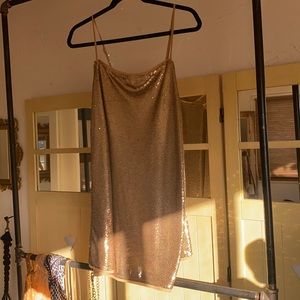 Free People Gold Sequin Slip Dress